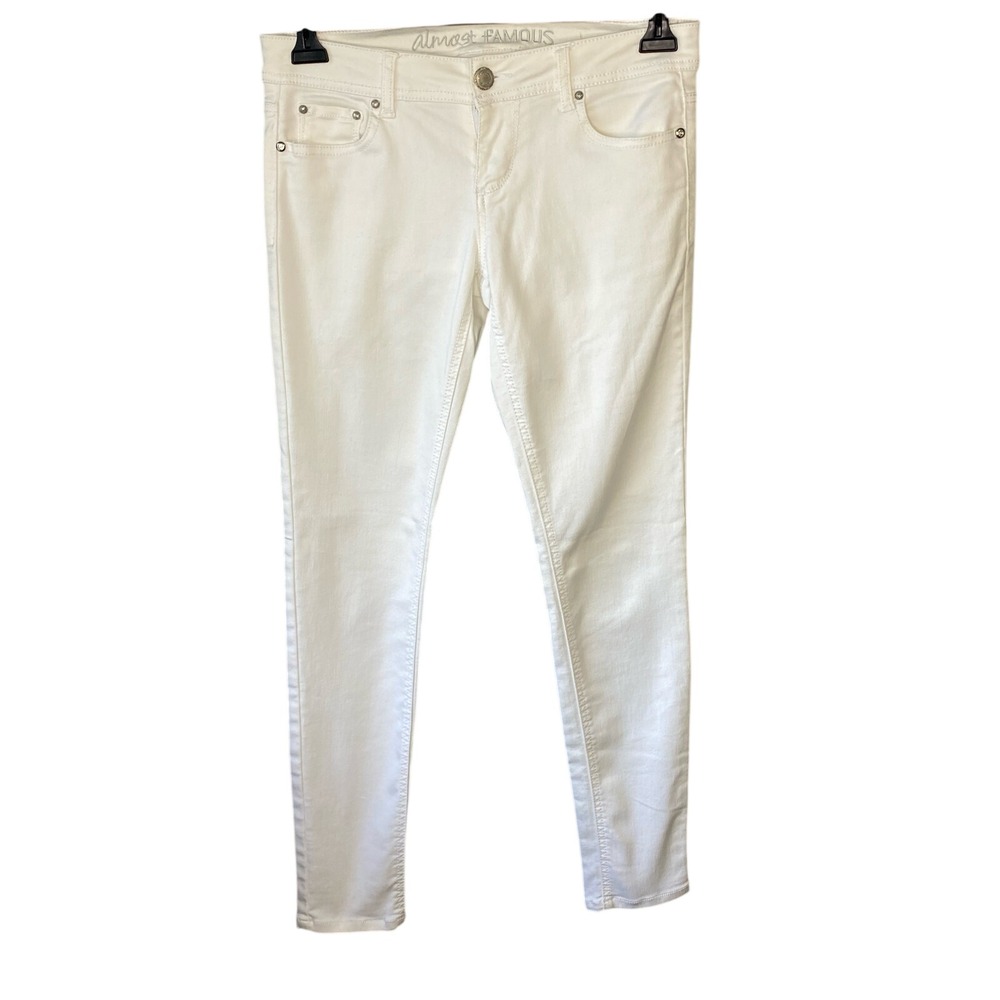 Almost Famous Womens‎ White Skinny Jeans Low Rise Stretch Denim Size 7